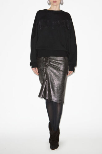 Dolene Draped Metallic Skirt