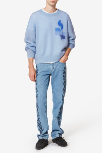 Drany Two-Toned Mohair Sweater with Logo