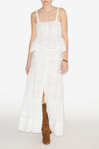 Dusta Long Elaborate Cotton Voile Skirt