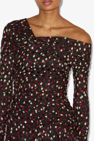 Elara Draped Printed Silk Dress