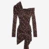 Elara Draped Printed Silk Dress
