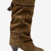Elita Draped Suede Calfskin Leather Boots