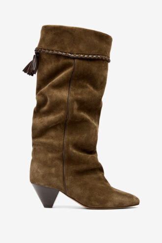 Elita Draped Suede Calfskin Leather Boots