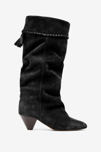 Elita Draped Suede Calfskin Leather Boots
