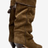 Elita Draped Suede Calfskin Leather Boots