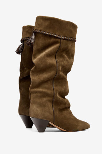 Elita Draped Suede Calfskin Leather Boots