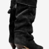 Elita Draped Suede Calfskin Leather Boots