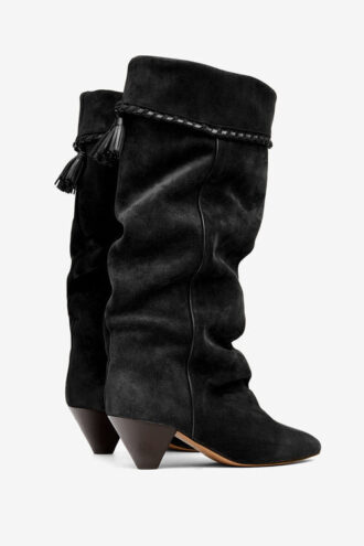 Elita Draped Suede Calfskin Leather Boots