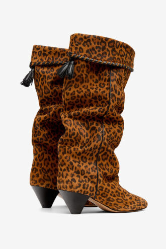 Elita Draped Suede Calfskin Leather Boots