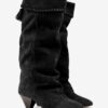 Elita Draped Suede Calfskin Leather Boots