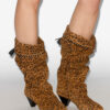 Elita Draped Suede Calfskin Leather Boots