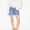 Estela Blouse in Plain-Colored Crepe with English Embroidery
