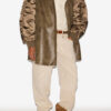 Evina Satin and Faux Leather Coat