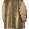 Evina Satin and Faux Leather Coat