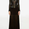 Ezra Long Pleated Knit Skirt