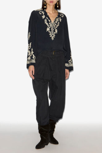 Falonne Embroidered Crepe Blouse