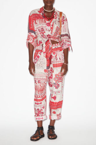 Fedora Cotton Voile Bandana Print Pants