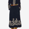 Feliana Long Embroidered Crepe Dress