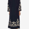 Feliana Long Embroidered Crepe Dress