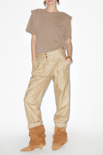 Fidji Straight-Leg Coated Linen Pants