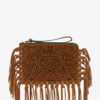 Flat Pouch Fringed Leather Clutch Bag