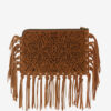 Flat Pouch Fringed Leather Clutch Bag