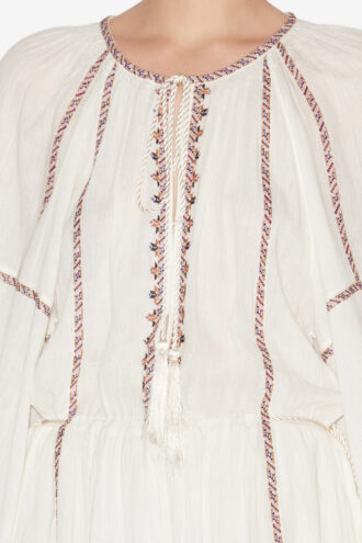 Florenza Long Embroidered Gauze Dress