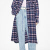 Fontizi Long Checkered Wool Blend Coat