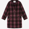 Gabriel Long Checkered Wool Coat