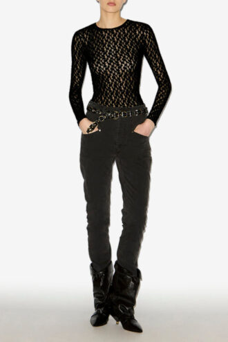 Gaelle Long-Sleeve Lace Top