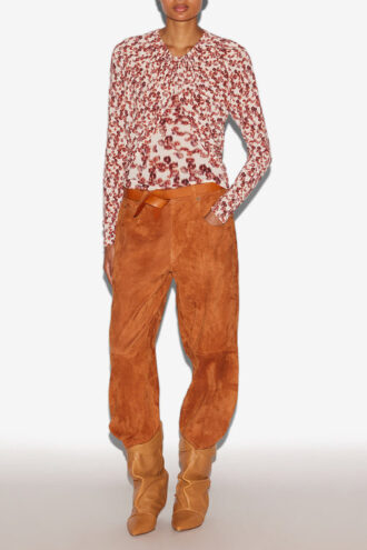 Gaetane Draped Printed Jersey Top