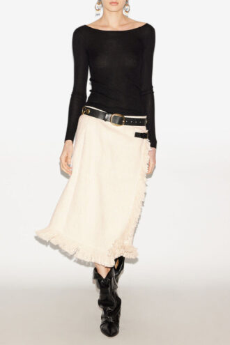 Galla Cotton and Linen Wrap Skirt