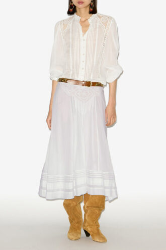 Garliana Long Cotton and Lace Skirt