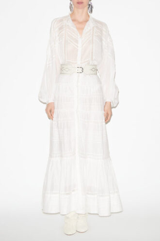Gelma Blouse in Plain-Colored Cotton Voile and Lace