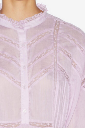Gelma Blouse in Plain-Colored Cotton Voile and Lace