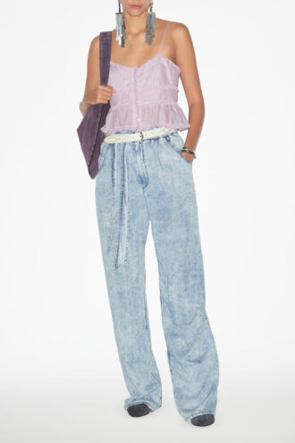 Gloria Strappy Top in Plain-Colored Cotton Voile