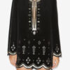 Helene Short Embroidered Velvet Dress