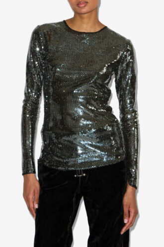 Hilda Long-Sleeve Sequined Top