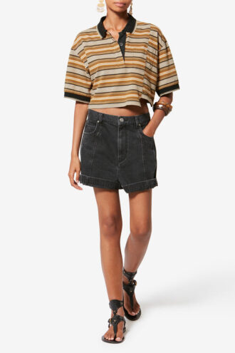 Isalyne Striped Cotton Piqué Polo Shirt