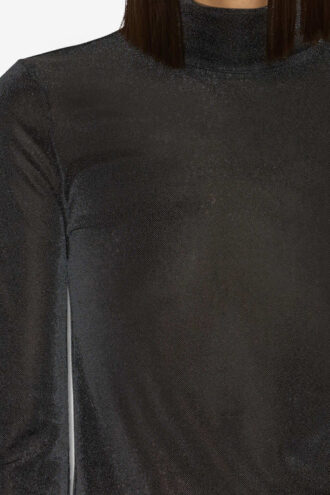 Jadia Lurex Stand-Up Collar Top
