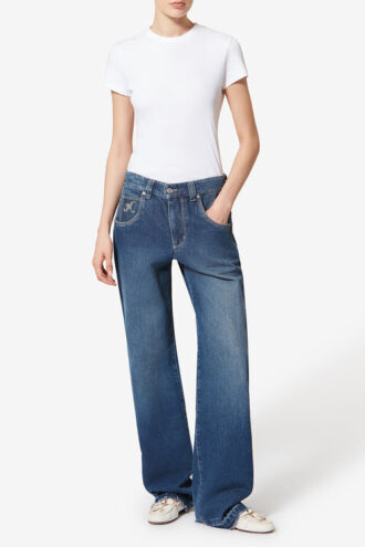 Jeyda Topstitched Denim Jeans