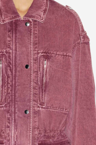 Joanna Workwear Style Jacket in Plain-Colored Denim