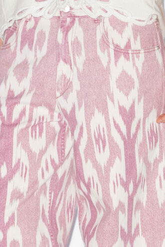 Joanny Loose Fit Denim Ikat Print Jeans