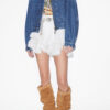 Julie Short Workwear Style Jacket in Plain-Colored Denim