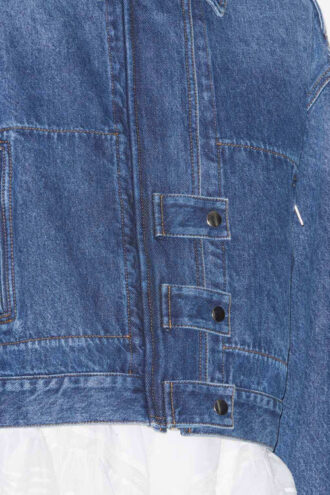 Julie Short Workwear Style Jacket in Plain-Colored Denim