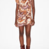 Leany Asymmetrical Jersey Watercolor Print T-Shirt Dress