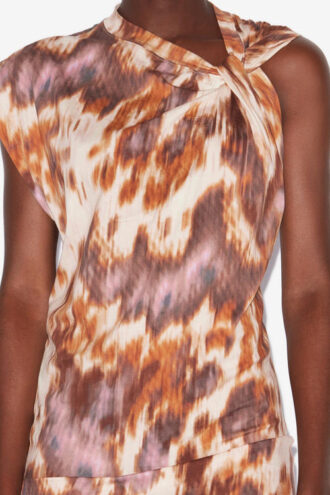 Leany Asymmetrical Jersey Watercolor Print T-Shirt Dress