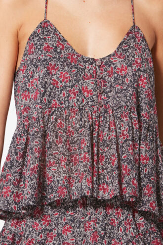 Lirhetta Strappy Printed Organic Cotton Voile Top