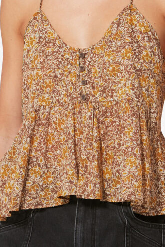 Lirhetta Strappy Printed Organic Cotton Voile Top