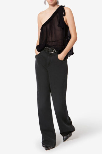Loeva Asymmetrical Printed Muslin Top